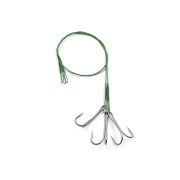 Поводок стальной NAMAZU Leader 1х7 Nylon Coated Green, d-0,33 мм, L-30 см, с двойным крючком 7826 Do
