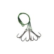 Поводок стальной NAMAZU Leader 1х7 Nylon Coated Green, d-0,42 мм, L-20 см, с тройным крючком 35647 R