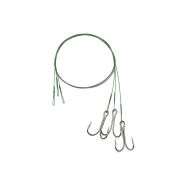 Поводок стальной NAMAZU Leader 1х7 Nylon Coated Green, d-0,48 мм, L-50 см, с двойным крючком 7826 Do