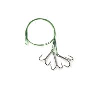 Поводок стальной NAMAZU Leader 1х7 Nylon Coated Green, d-0,39 мм, L-30 см, с тройным крючком 35647 R