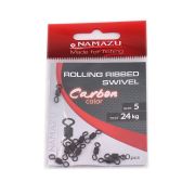Вертлюг Namazu Pro ROLLING RIBBED SWIVEL, латунь, цв. Carbon, р. 5, test-24 кг (уп. 10 шт.)/1000/