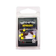 Мормышка безнасад. ЯМАН "Банан" матовый шоколад, d-3,5 мм, вес 0,7 г, ядреный кубик желтый (уп.5 шт)