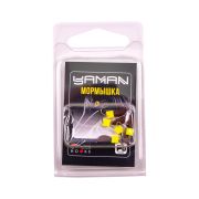 Мормышка безнасад. ЯМАН "Банан" матовый шоколад, d-3 мм, вес 0,5 г, ядреный кубик желтый (уп.5 шт)