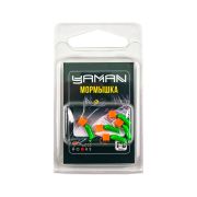 Мормышка безнасад. ЯМАН "Гвоздекубик" зелёный, d-2,5 мм, вес 0,6 г, ядреный кубик красный (уп. 5 шт)