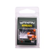 Мормышка безнасад. ЯМАН "Гвоздекубик" матовый шоколад, d-3,5 мм, вес 1 г, ядр.кубик зеленый(уп.5 шт)