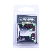 Мормышка безнасад. ЯМАН "Гвоздешарик" матовый шоколад , d-3,5 мм, вес 1 г, шарик зелен. неон(уп.5шт)