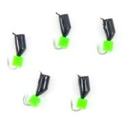 Мормышка безнасад. ЯМАН "Гвоздекубик" черный, d-3,5 мм, вес 1 г, ядреный кубик зеленый (уп. 5 шт.)