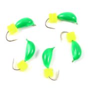 Мормышка безнасад. ЯМАН "Банан" зеленый, d-4 мм, вес 1 г, шарик желтый неон (уп. 5 шт.)