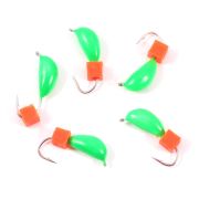 Мормышка безнасад. ЯМАН "Банан" зеленый, d-4 мм, вес 1 г, ядреный кубик красный (уп. 5 шт.)