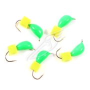 Мормышка безнасад. ЯМАН "Банан" зеленый, d-3,5 мм, вес 0,7 г, ядреный кубик желтый (уп. 5 шт.)