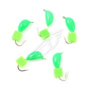 Мормышка безнасад. ЯМАН "Банан" зеленый, d-3,5 мм, вес 0,7 г, ядреный кубик зеленый (уп. 5 шт.)