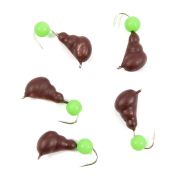 Мормышка безнасад. ЯМАН "Муравей с ушком" матовый шоколад, вес 1,2 г, шарик зеленый неон (уп. 5 шт)