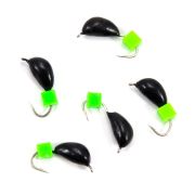 Мормышка безнасад. ЯМАН "Банан" черный, d-4,5 мм, вес 1,3 г, ядреный кубик зеленый (уп. 5 шт.)