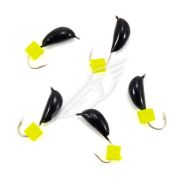 Мормышка безнасад. ЯМАН "Банан" черный, d-4 мм, вес 1 г, ядреный кубик желтый (уп. 5 шт.)