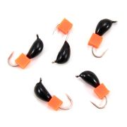 Мормышка безнасад. ЯМАН "Банан" черный, d-3,5 мм, вес 0,7 г, ядреный кубик красный (уп. 5 шт.)