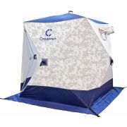 Палатка зимняя куб СЛЕДОПЫТ 1,5 х1,5 м,Oxford 210D PU 1000,S по полу 2,2 кв.м,цв.синий/белый с принт