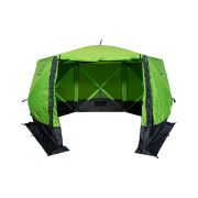 Шатер СЛЕДОПЫТ быстросборный, 6 стен, 3,35х3,85 м, h-2,25 м, S по полу 9,3 кв.м, цв. ЯРКО-ЗЕЛЕНЫЙ