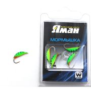 Мормышка вольф"ЯМАН"Супер банан с ушк, р.3,вес 0,90 цв.окунь(уп.5 шт.)
