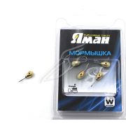 Мормышка вольф"ЯМАН"Капля с фосф. с отв, р.4,5, вес 1,20 цв.золото(уп.5 шт.)