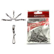 Вертлюг с форелевой заст. Namazu ROLLING RIBBED SWIVEL WITH HANGING SNAP-A, цв. BN, р. 6, test-19 кг