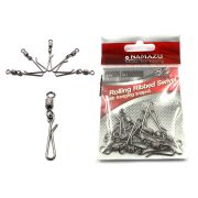 Вертлюг с форелевой заст. Namazu ROLLING RIBBED SWIVEL WITH HANGING SNAP-A, цв. BN, р. 10, test-5 кг