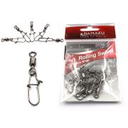 Вертлюг с застежкой Namazu ROLLING SWIVEL WITH NICE SNAP, цв. BN, р. 10, test-12 кг (уп.10 шт)/1500/