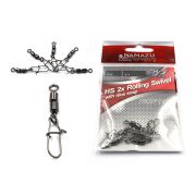 Вертлюг двойной с застежкой Namazu HS 2X ROLLING SWIVELS WITH NICE SNAP, цв. BN, р. 6, test-12 кг (у