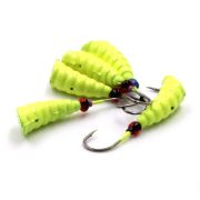 Мормышка литая ЯМАН "Личинка", вес 1,3 гр., кр. Kumho №81, цв. фц. желтый (уп. 5 шт.)