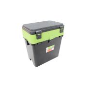 Ящик для зимней рыбалки "FishBox" Helios с навесными карманами, 19 л, зеленый/4/