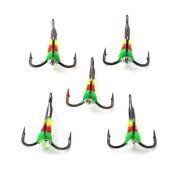 Крючок-тройник светофор Namazu с каплей и камнем, размер 8 (INT), цвет GRO (5 шт.)/196/