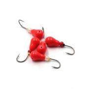 Мормышка литая ЯМАН "Груша", вес 0,5 гр., кр. Kumho №26, цв. фц. красный (уп. 5 шт.)