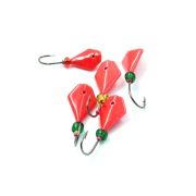 Мормышка литая ЯМАН "Кобра", вес 0,8 гр., кр. Kumho №65, цв. фц. красный (уп. 5 шт.)