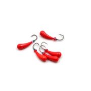 Мормышка литая ЯМАН "Зубок Мал.", вес 0,6 гр., кр. Kumho №30, цв. фц. красный (уп. 5 шт.)