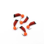 Мормышка вольф. безнасадочная "ЯМАН" Ручейник №6, d-2.5 мм, L-8.5 мм, вес 0,80 гр., фц. красный шар,