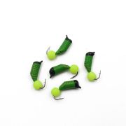 Мормышка вольф. безнасадочная "ЯМАН" Ручейник №6, d-2.5 мм, L-8.5 мм, вес 0,80 гр., фц. желтый шар,