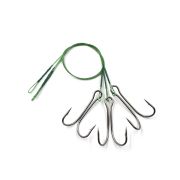 Поводок стальной NAMAZU Leader 1х7 Nylon Coated Green, d-0,42 мм, L-20 см, с двойным крючком 7826 Do